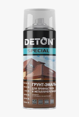 Аэрозоль Deton для металлочерепицы алкидная Deton Синий ультрамарин RAL 5002 Аэрозоль 520 мл, алкидная, атмосферостойкая, защитно-декоративная по штукатурке