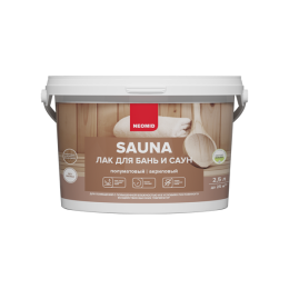 Лак для бань и саун Neomid Sauna, Бесцветный, 2,5 л, Неомид лак по дереву