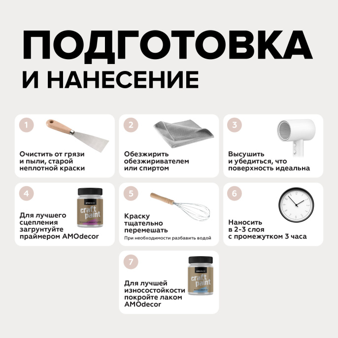 Меловая краска для мебели АМОdecor, Туманный розовый, 0,25 кг, акриловая, для дерева, без резкого запаха, матовая, для окон и дверей