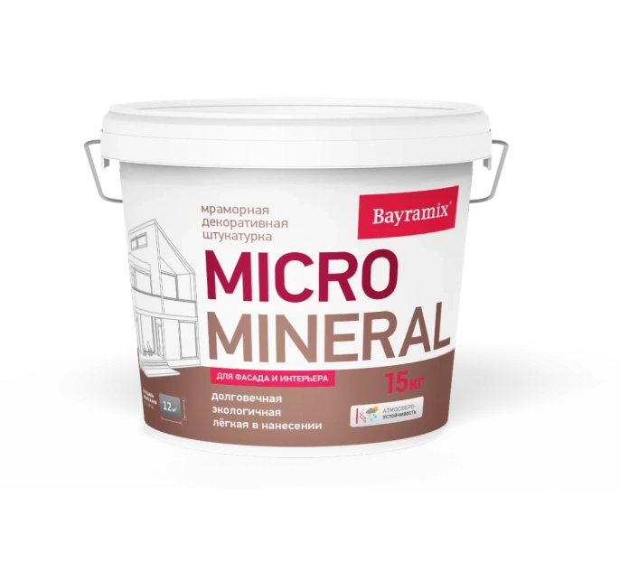 Мраморная штукатурка MICRO Mineral, 15 кг, 651 — Bayramix Байрамикс Микро Минерал для фасада, для наружных и внутренних работ